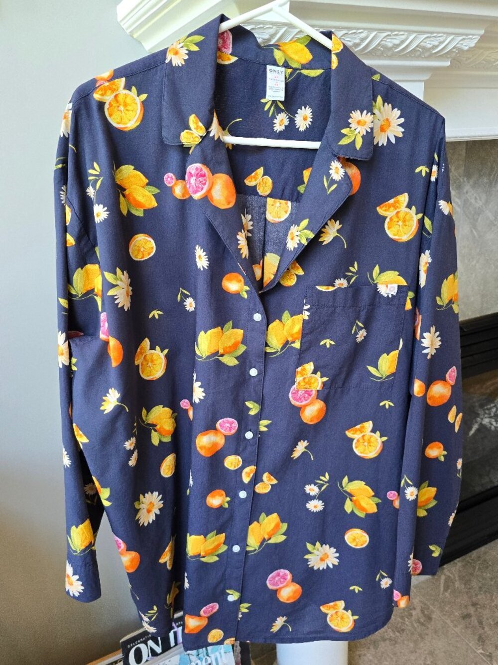 Only Navy Citrus & Floral Button-Down Shirt
